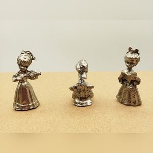 Miniature Pewter Figurines Angel Choir Girl, Violinist, Duck, Shadow Printer Box